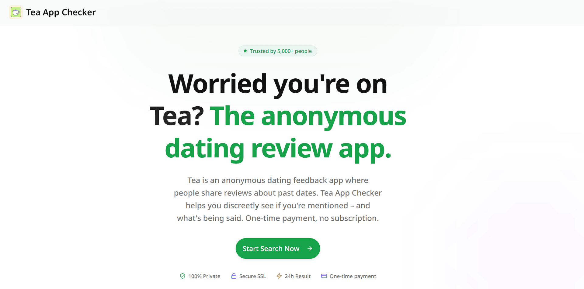 Tea App Profile Checker product preview for startup listing on Aura++