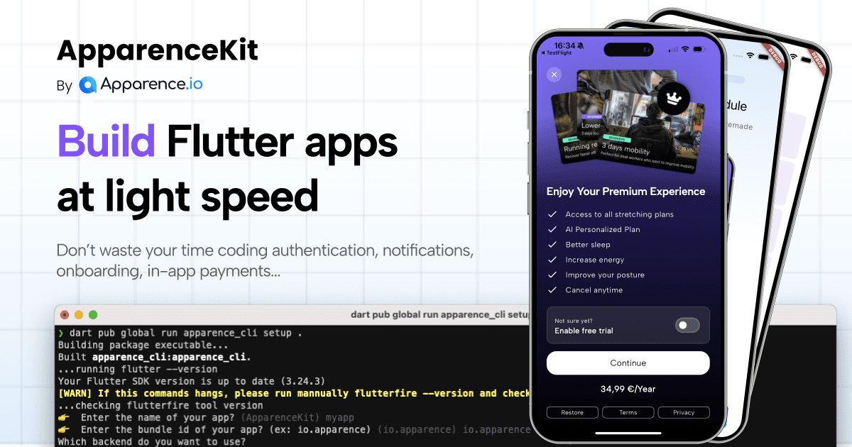App Builder Flutter Template product preview for startup listing on Aura++