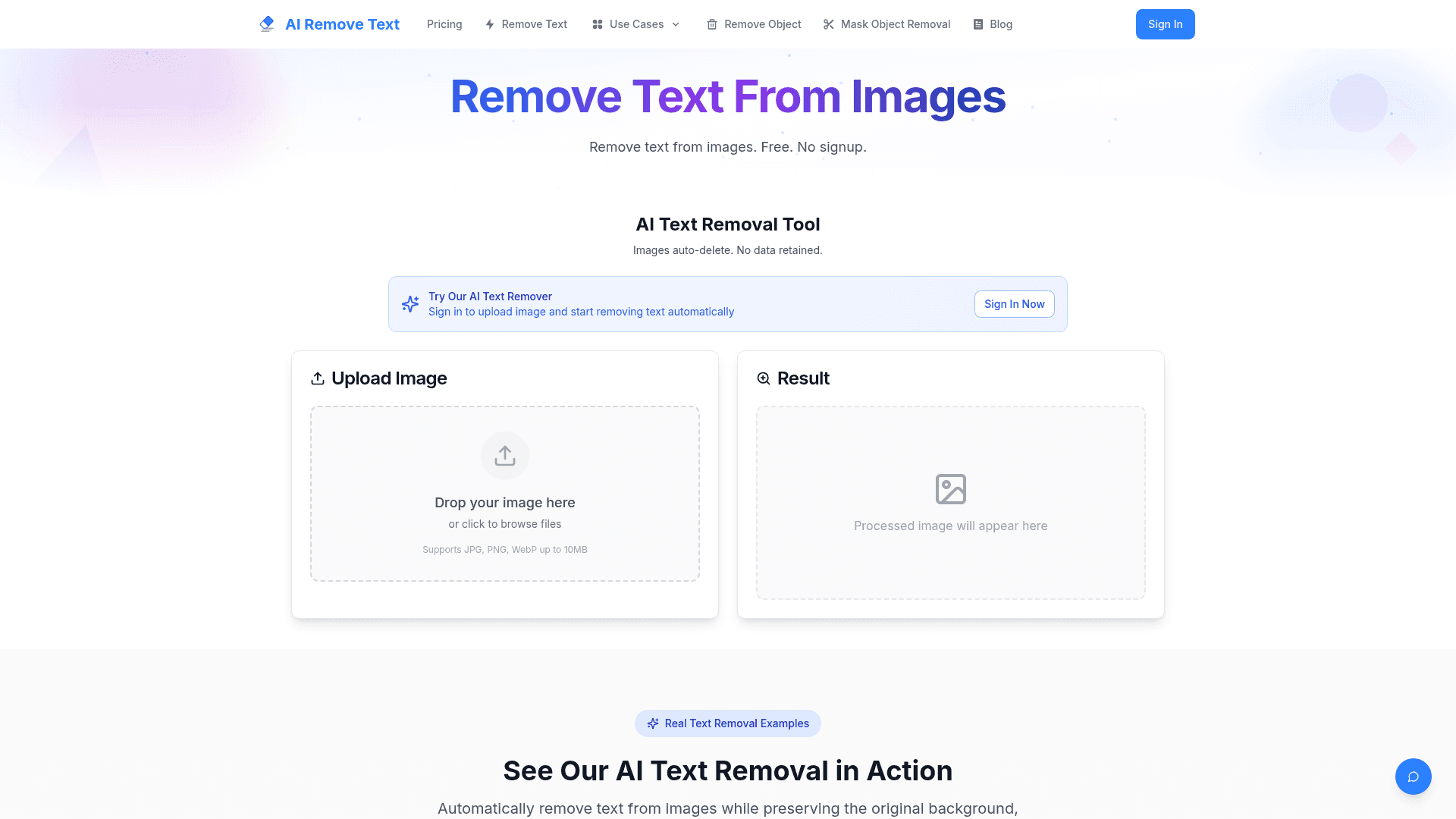 AI Remove Text from Images product preview for startup listing on Aura++