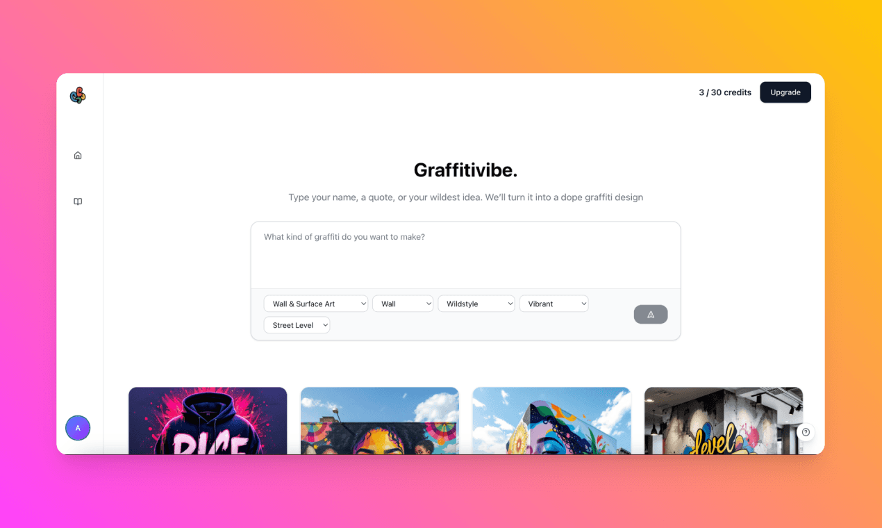 Graffitivibe product preview for startup listing on Aura++