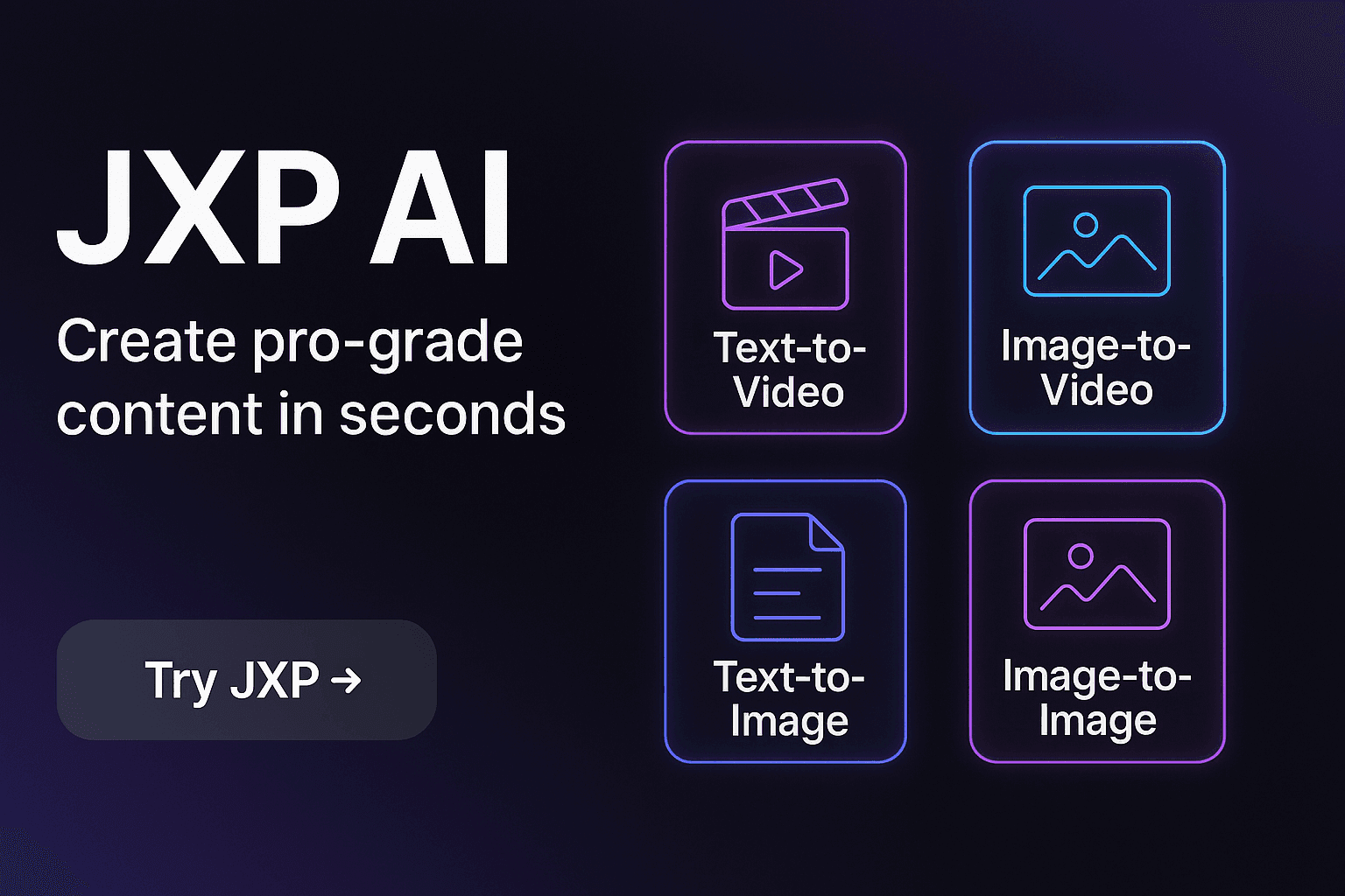 JXP AI Video Generator product preview for startup listing on Aura++