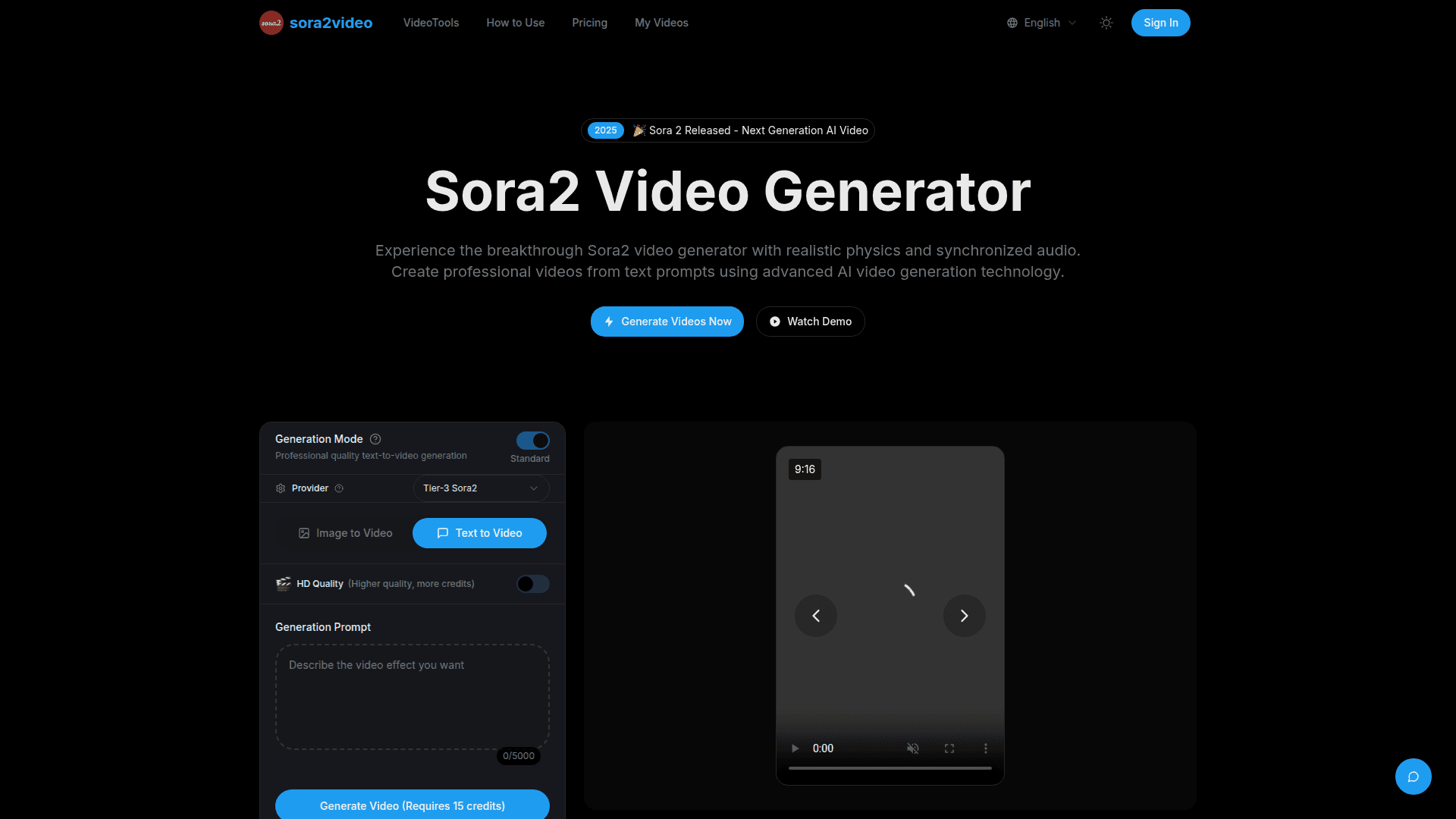Sora2 AI Video Generator product preview for startup listing on Aura++