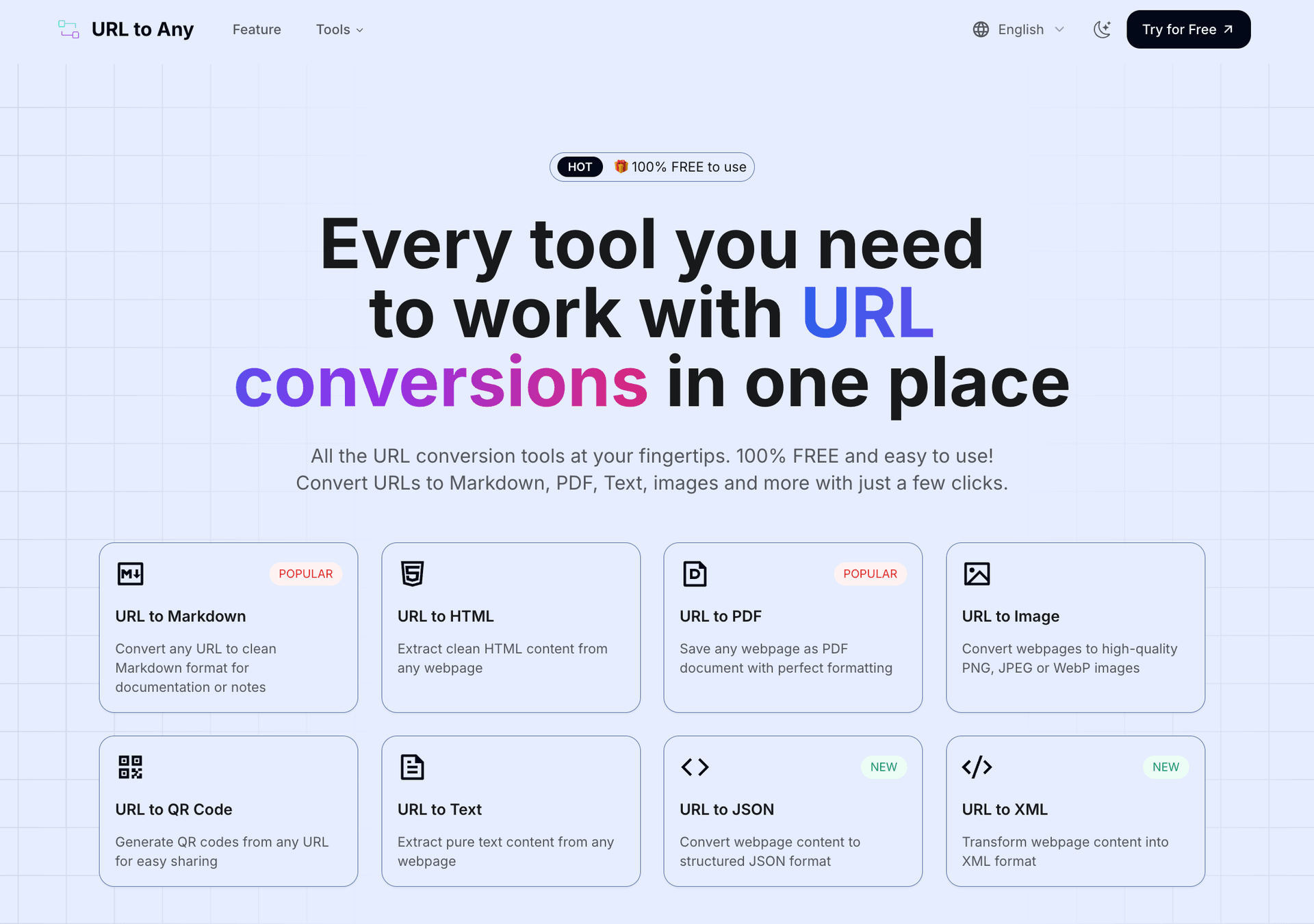 URL to Any - Web Content Converter product preview for startup listing on Aura++