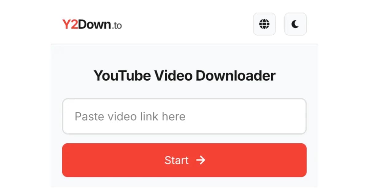 Y2Down YouTube Video Downloader product preview for startup listing on Aura++