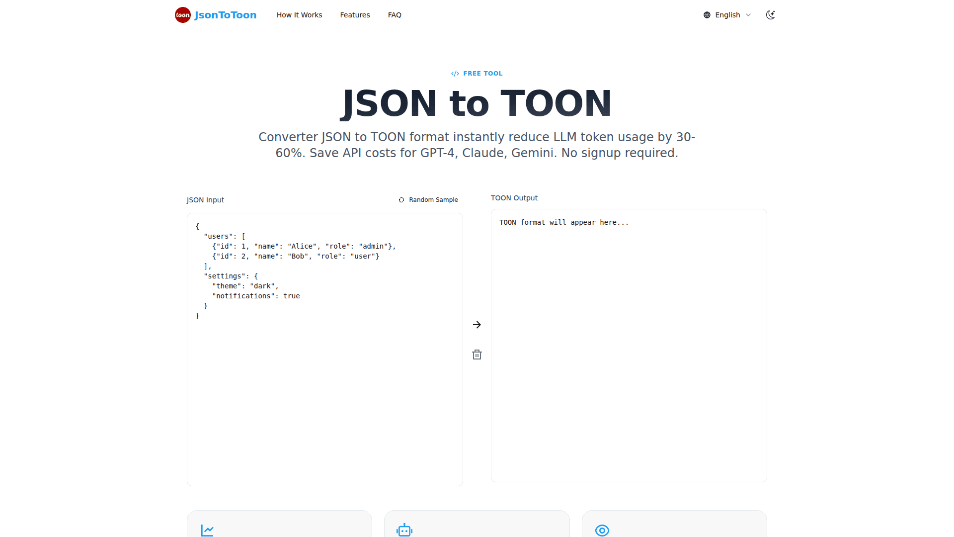 JSON to TOON Token Optimizer product preview for startup listing on Aura++