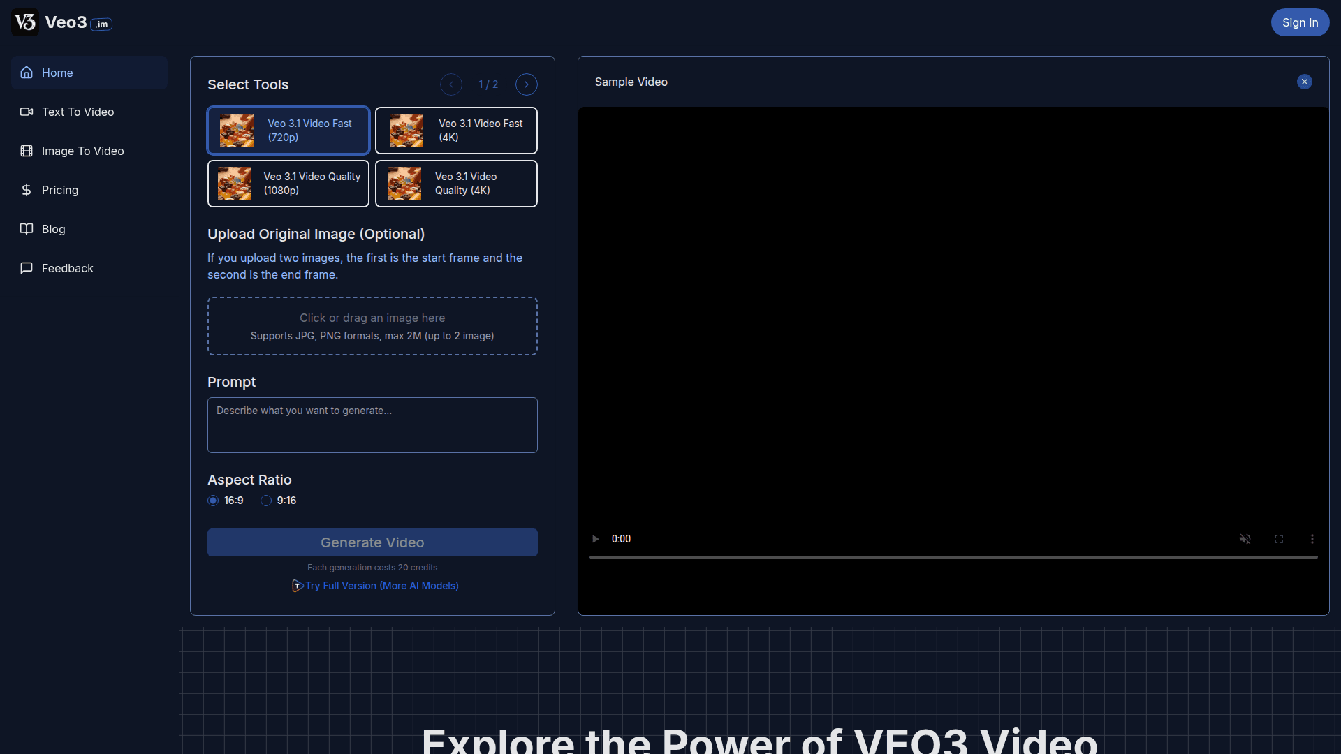 VEO3 AI Video Generator product preview for startup listing on Aura++