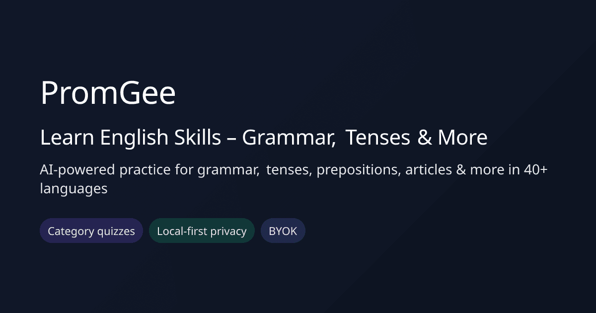 PromGee - AI English Learning App for Windows product preview for startup listing on Aura++