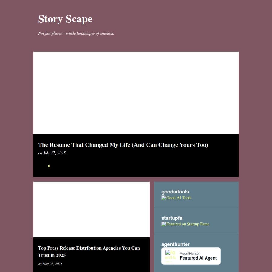 Story Scape product preview for startup listing on Aura++