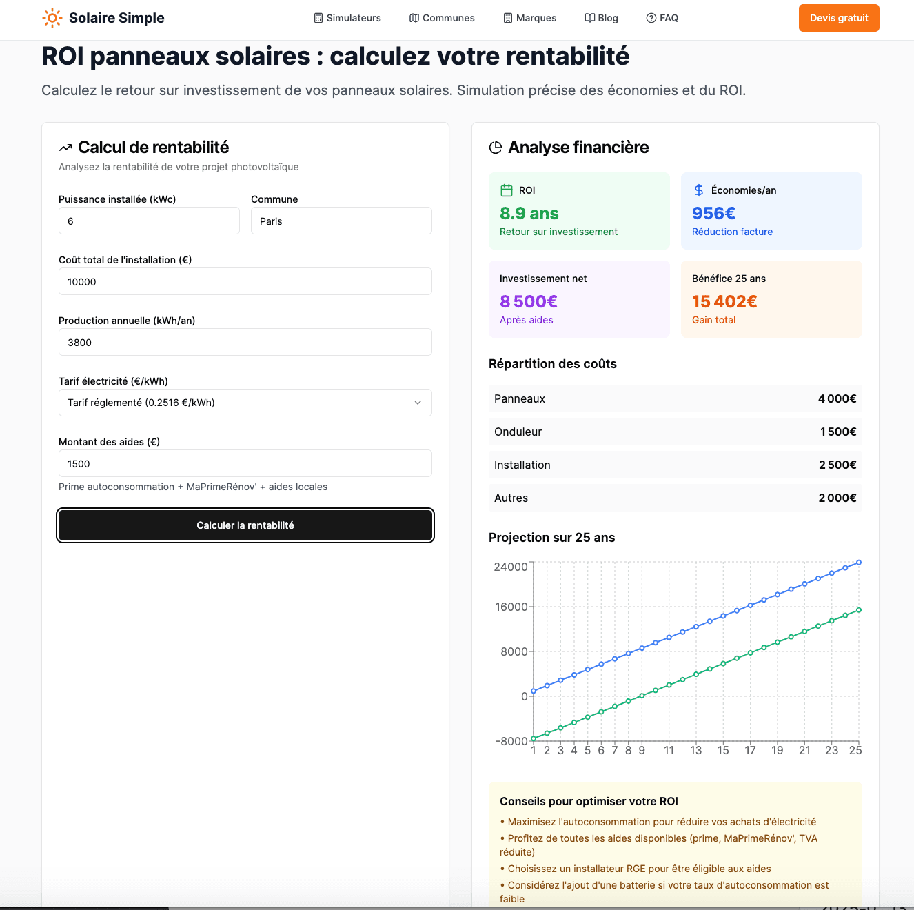 SolaireSimple product preview for startup listing on Aura++