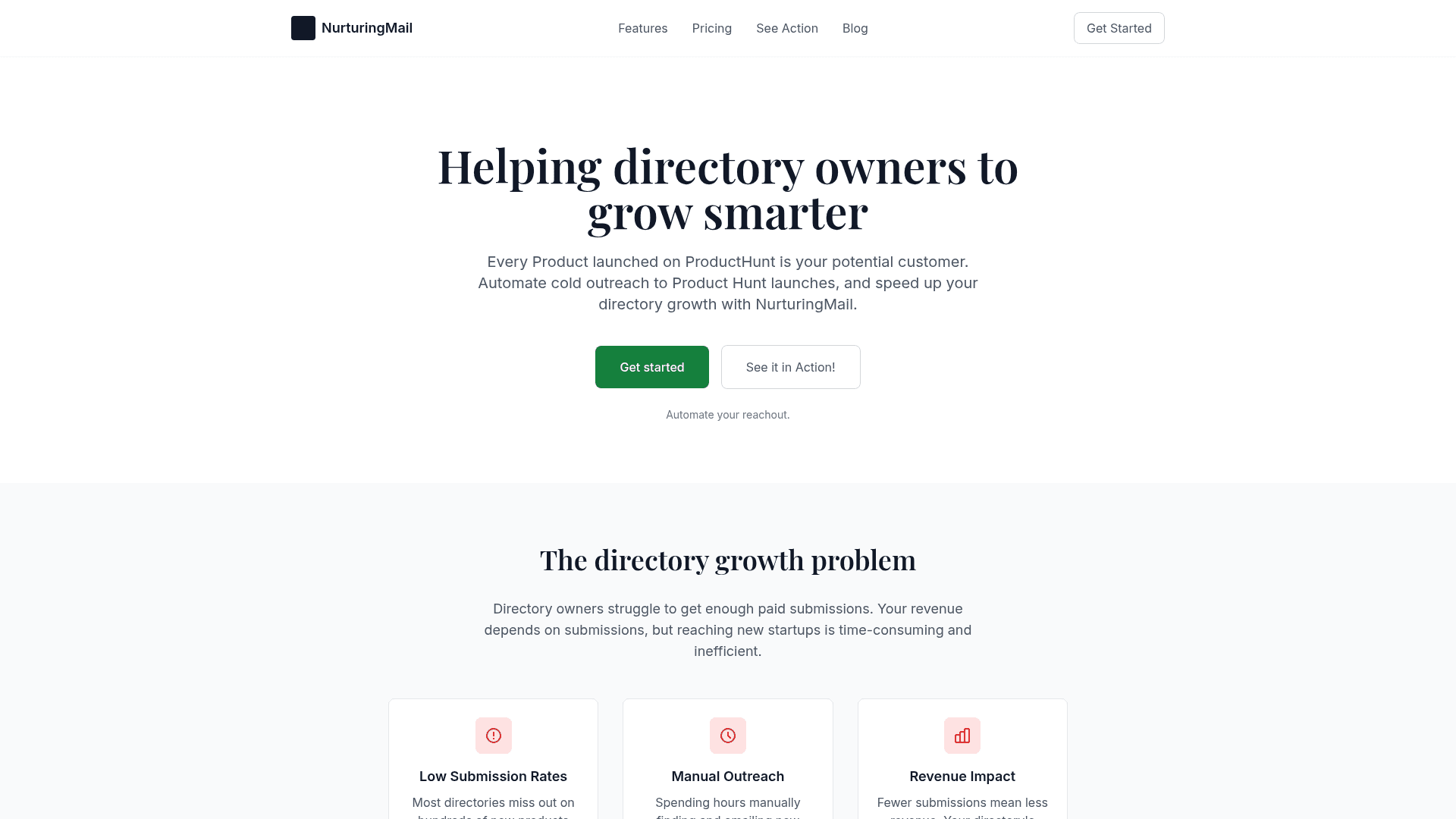 NurturingMail - Automated Outreach for Directory Growth product preview for startup listing on Aura++