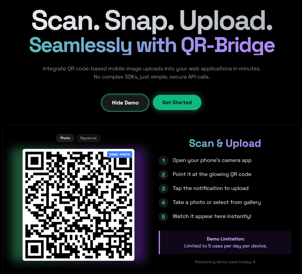 QR-Bridge product preview for startup listing on Aura++