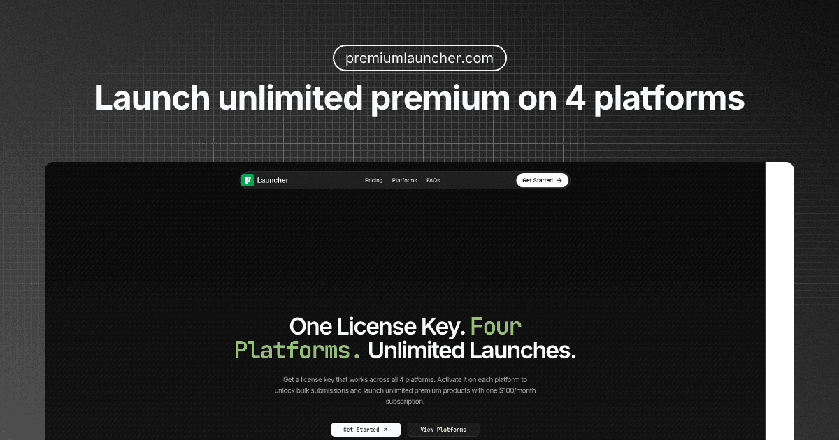 Premium Launcher product preview for startup listing on Aura++