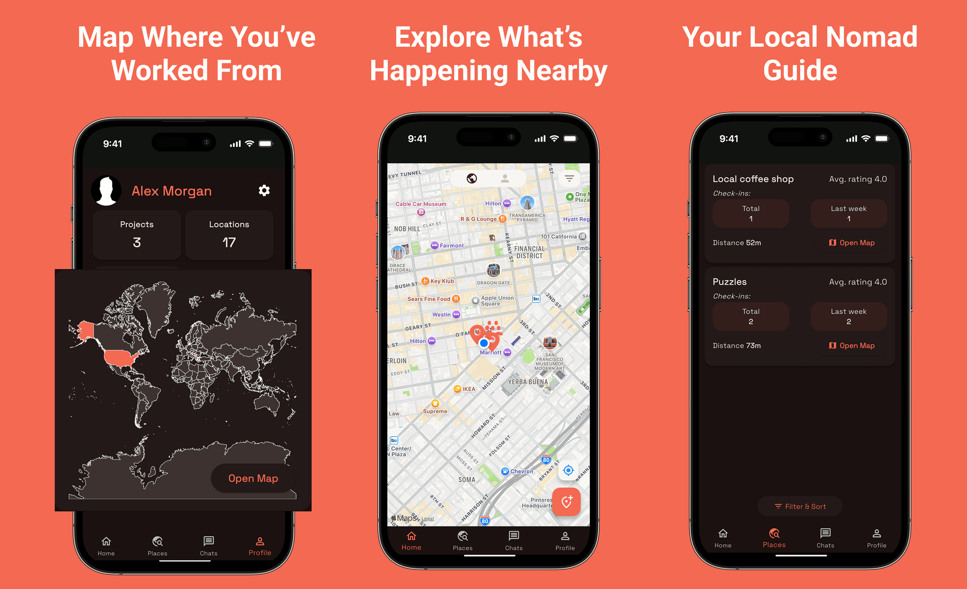 Nomad Map product preview for startup listing on Aura++