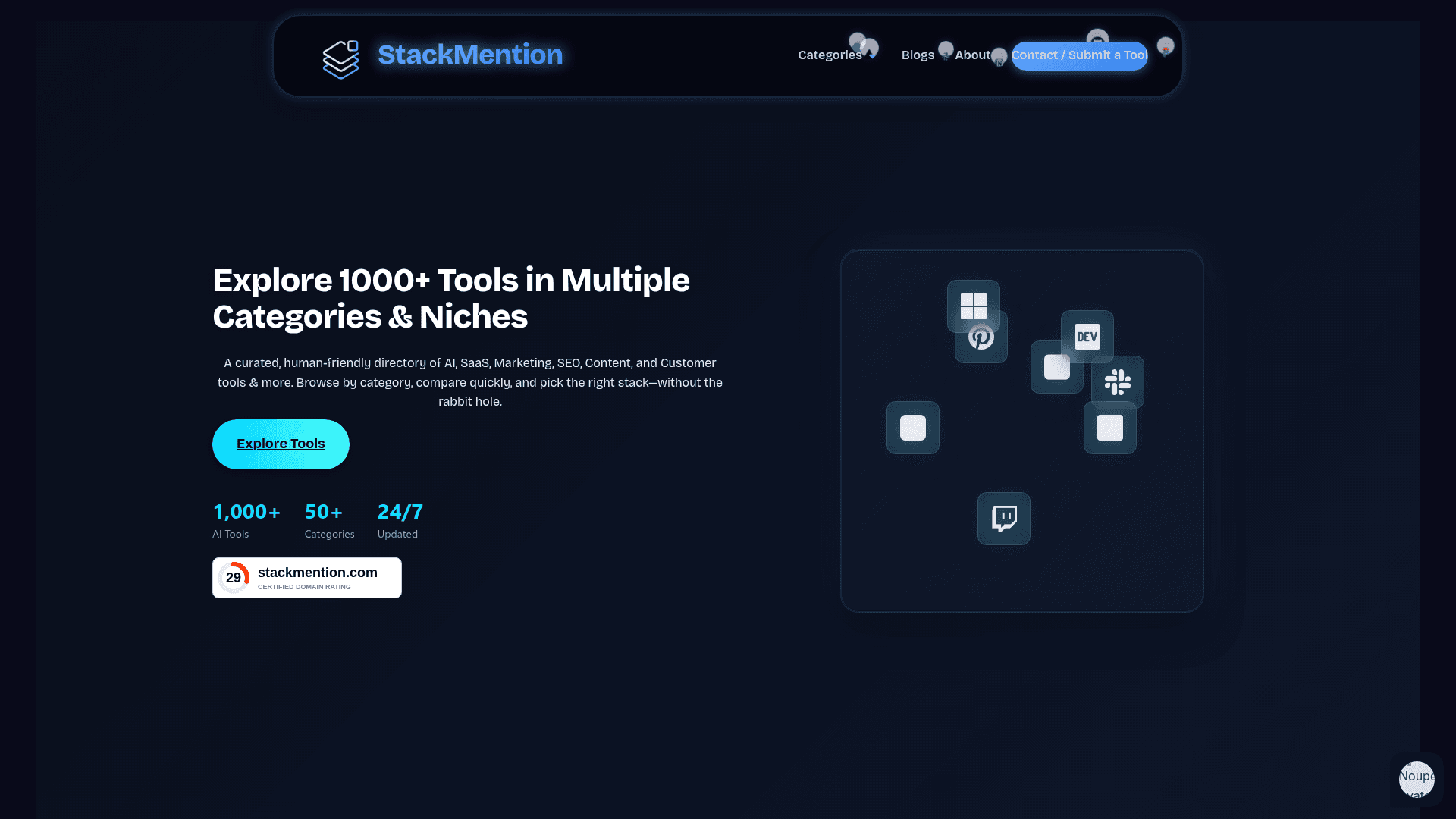 StackMention product preview for startup listing on Aura++
