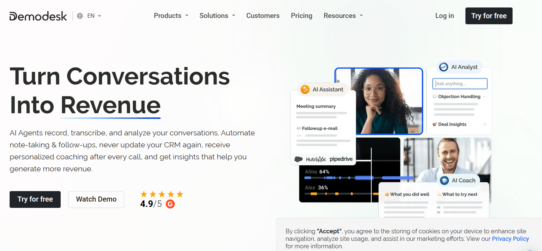 Demodesk product preview for startup listing on Aura++