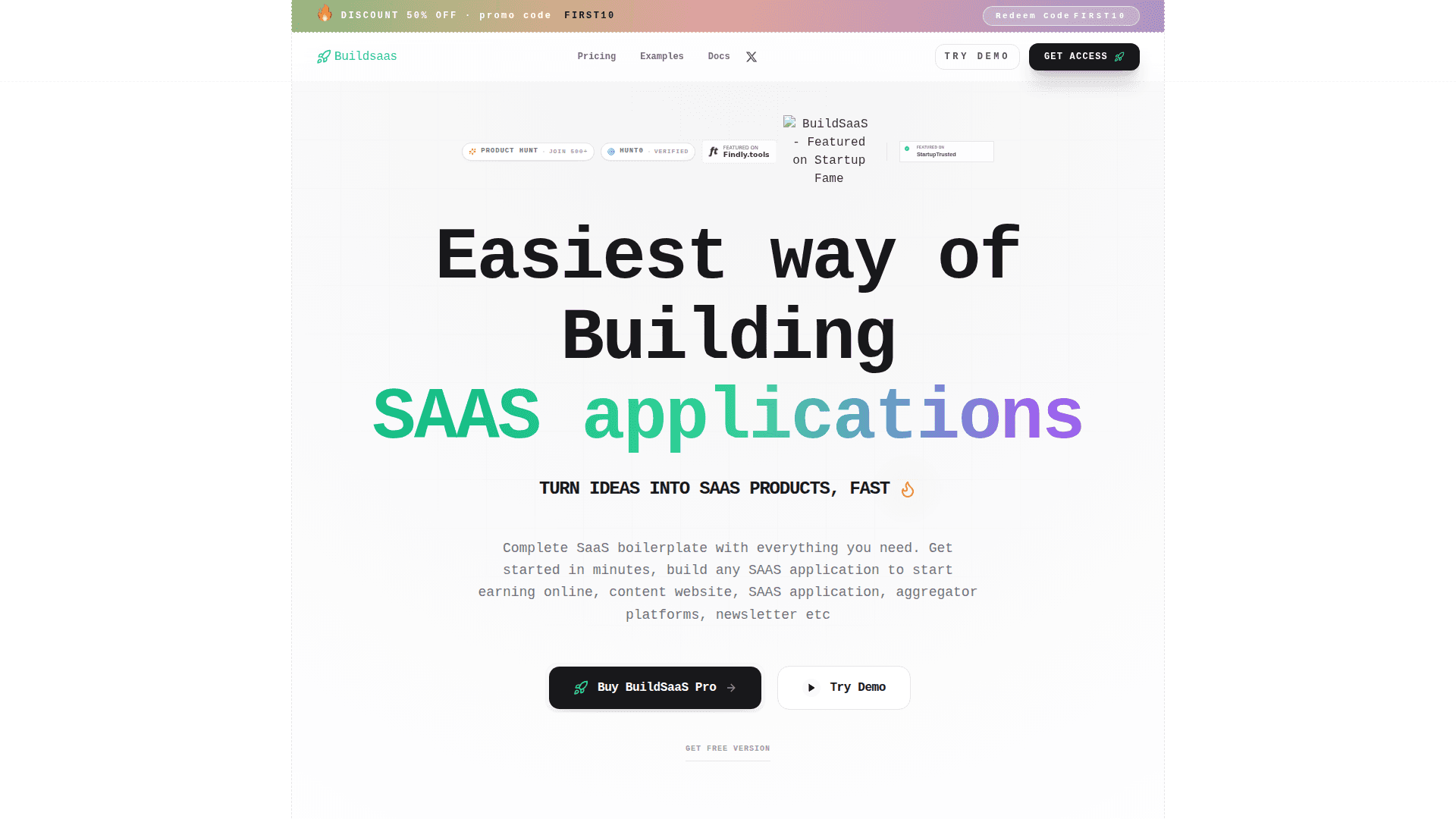 SaaS Boilerplate with Auth & Payments product preview for startup listing on Aura++