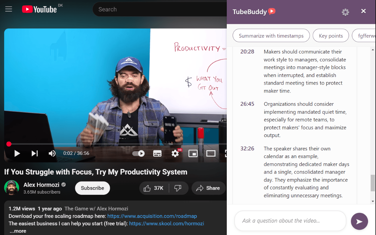 TubeBuddy Interactive YouTube Assistant product preview for startup listing on Aura++