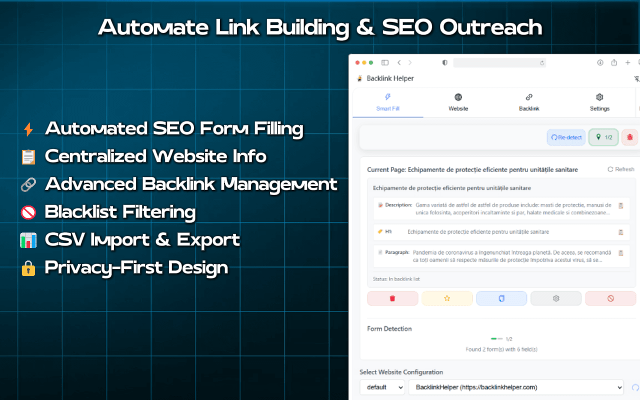 BacklinkHelper product preview for startup listing on Aura++