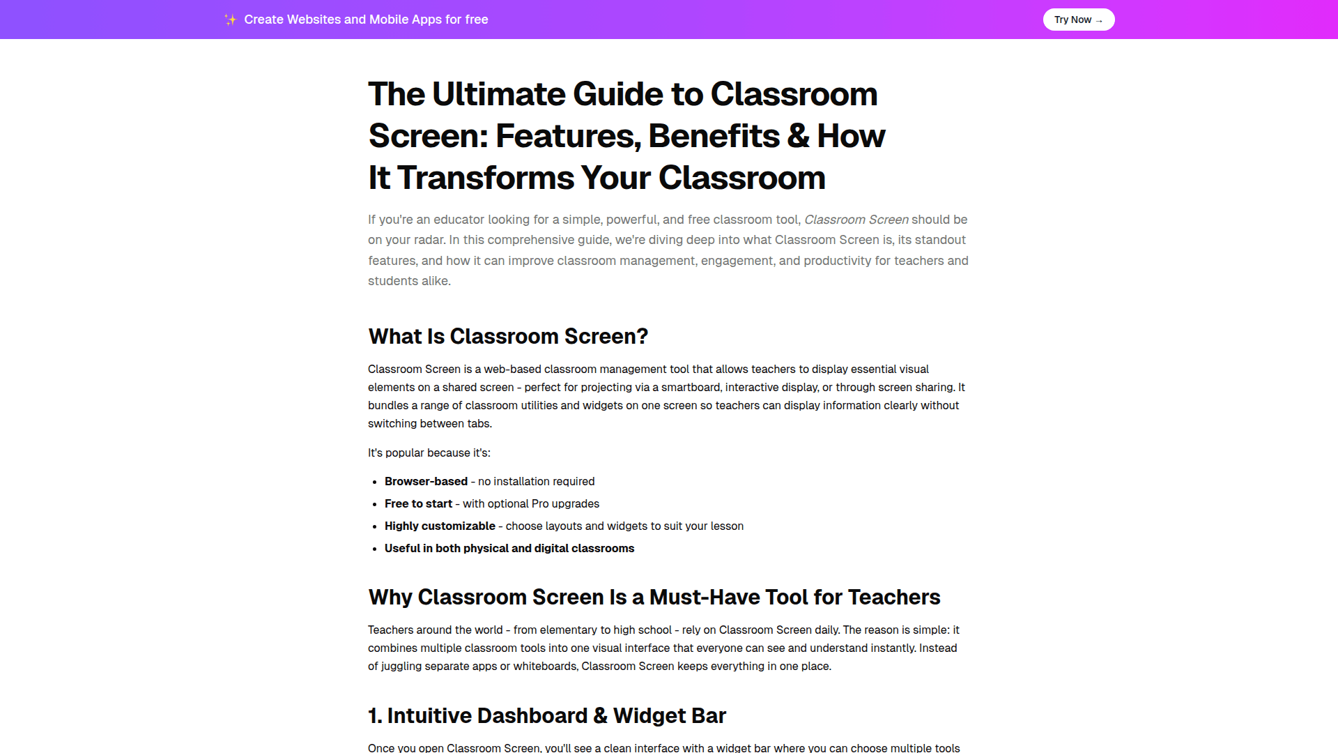 Classroom Screen Management Tool product preview for startup listing on Aura++