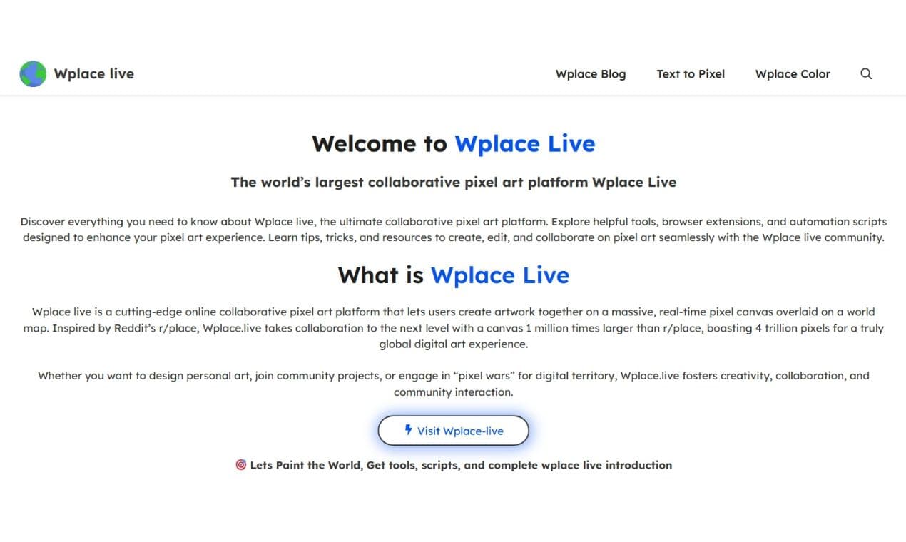 Wplace Live product preview for startup listing on Aura++