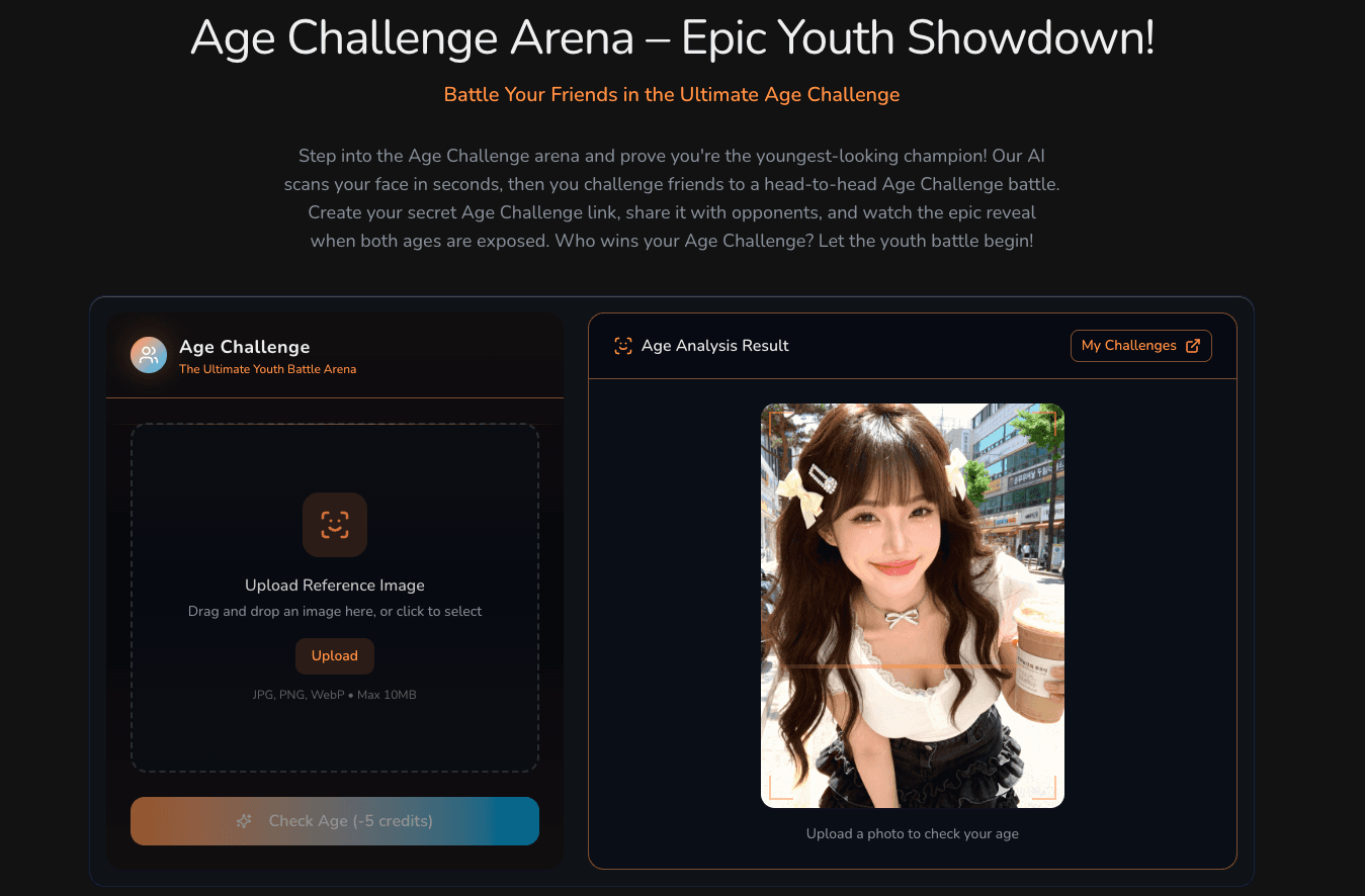 Age Challenge: Youth Face-Off Game product preview for startup listing on Aura++