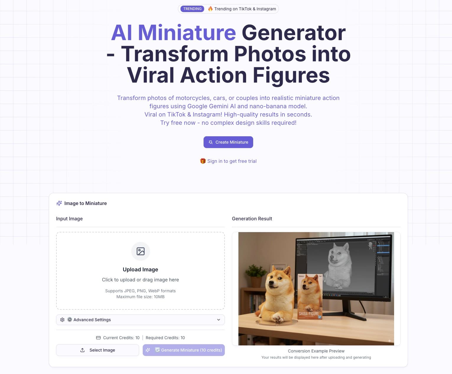 AI Miniatur product preview for startup listing on Aura++