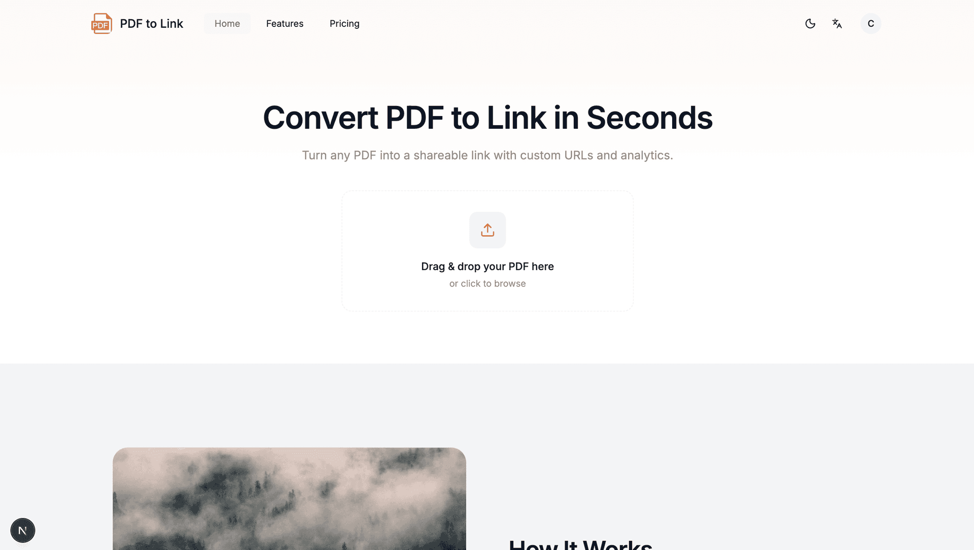 PDF to Link Converter product preview for startup listing on Aura++
