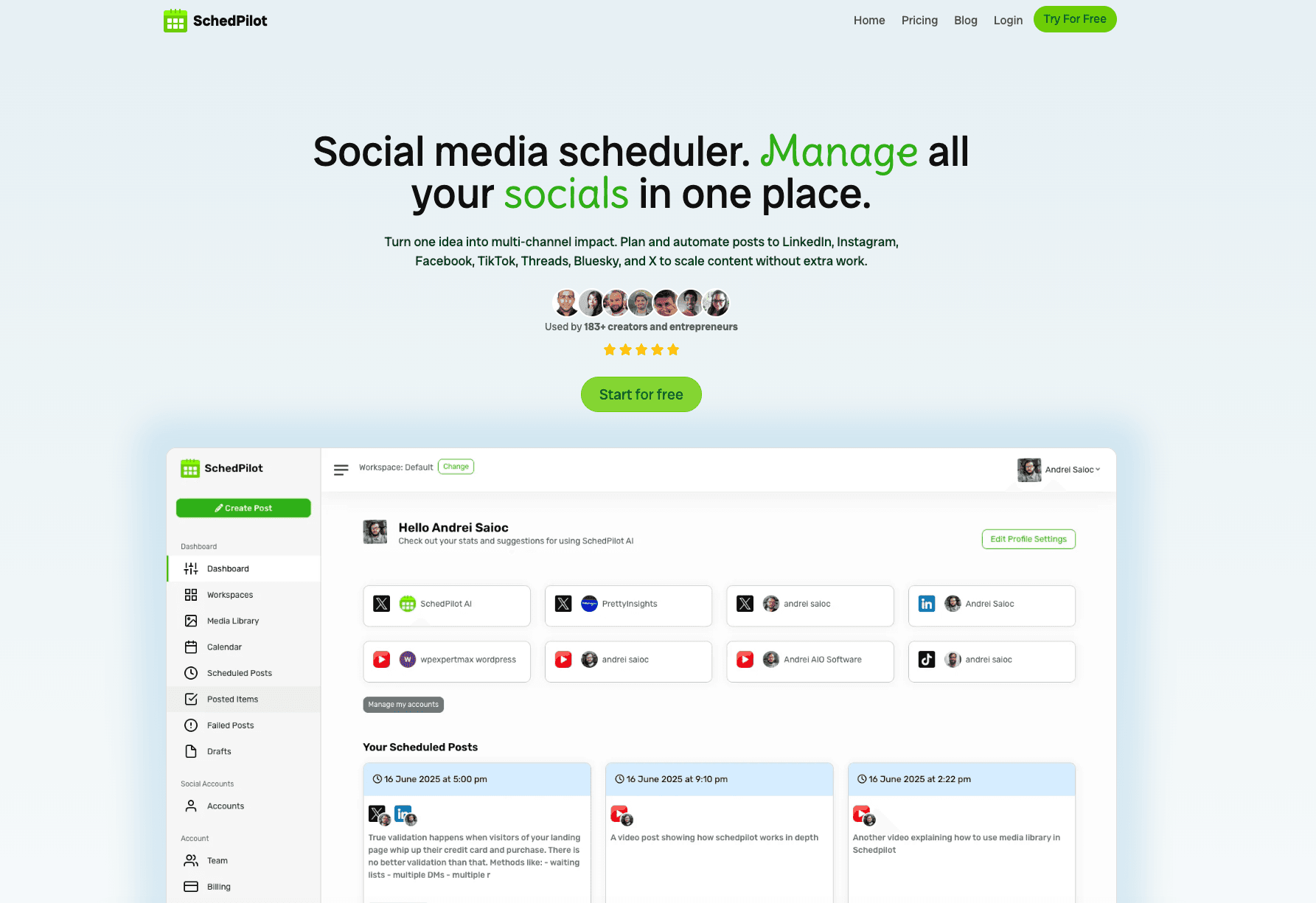 SchedPilot product preview for startup listing on Aura++