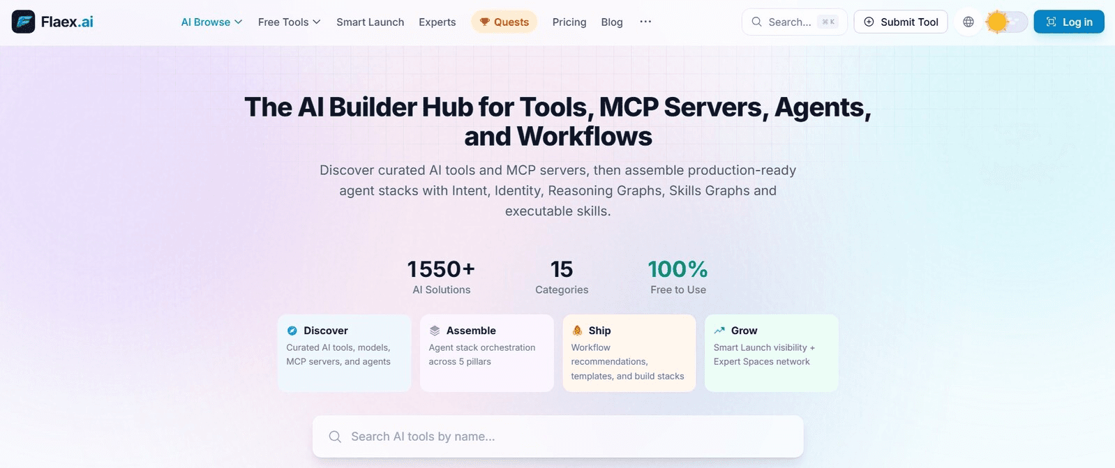 Flaex AI Tools & Agent Stack Builder product preview for startup listing on Aura++