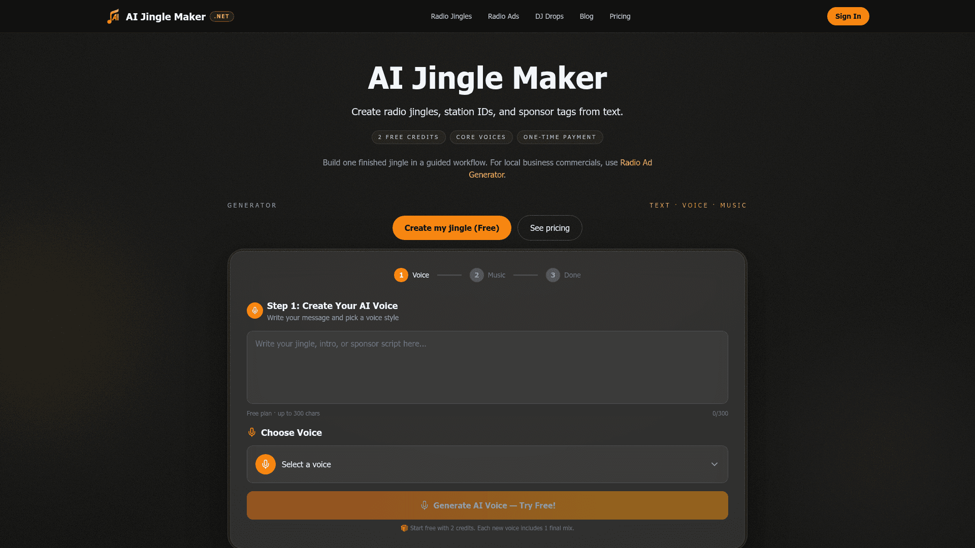 AI Jingle Maker product preview for startup listing on Aura++