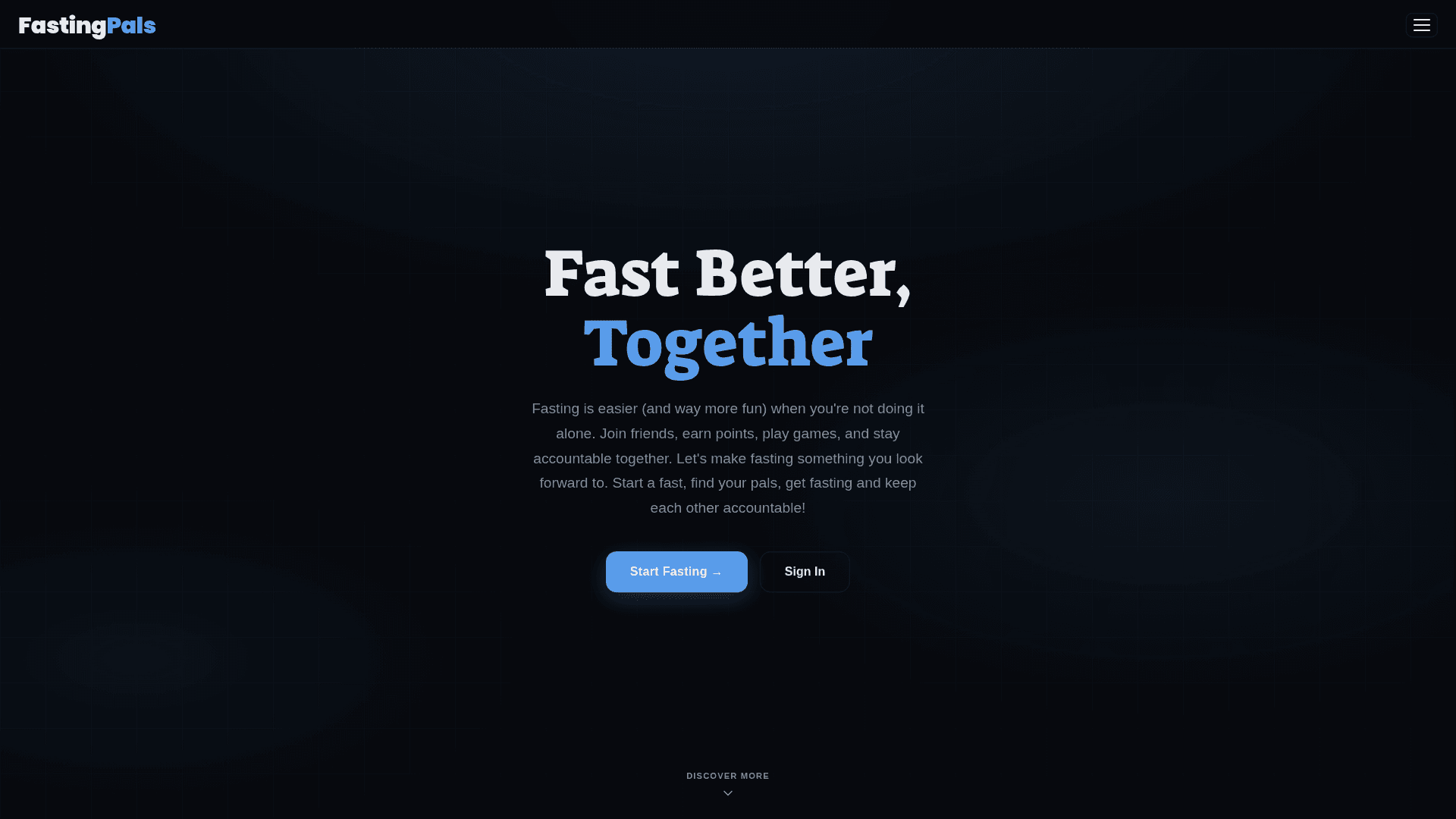 FastingPals - A social fasting app. product preview for startup listing on Aura++