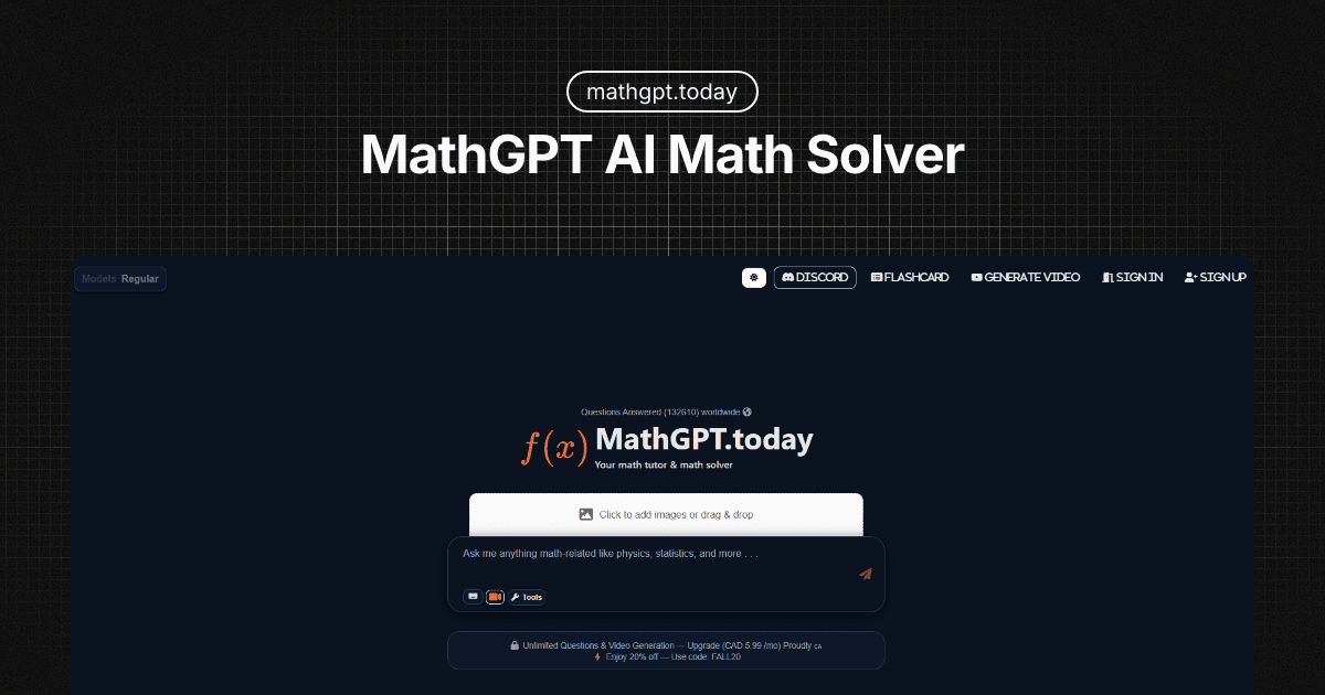 MathGPT - AI Math Solver & Tutor product preview for startup listing on Aura++