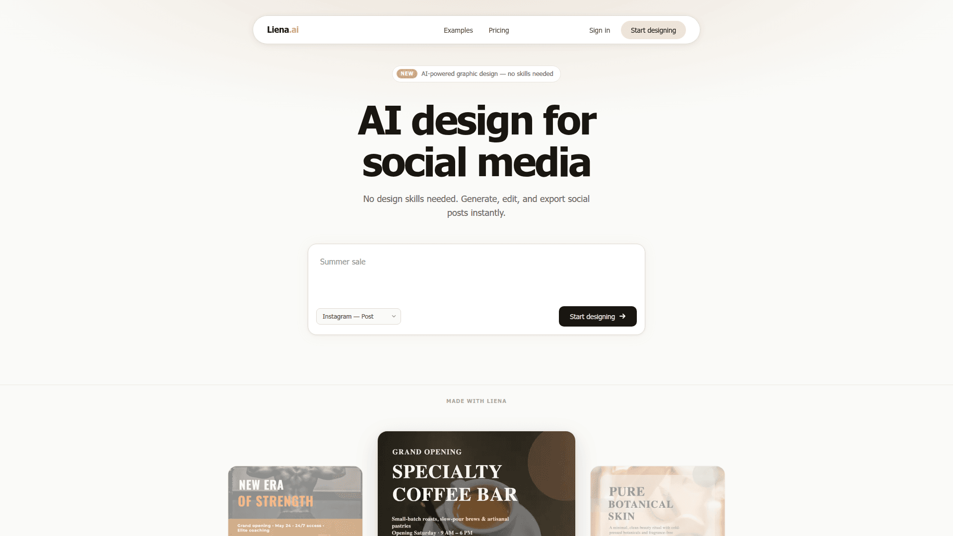 Liena.ai - AI-Powered Graphic Design Platform product preview for startup listing on Aura++