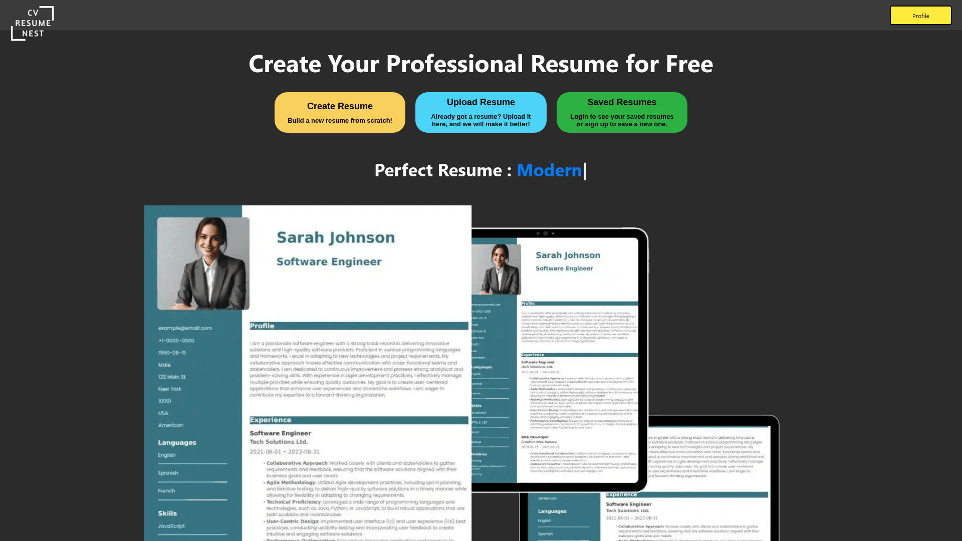 Free Resume Builder & AI Assistance product preview for startup listing on Aura++