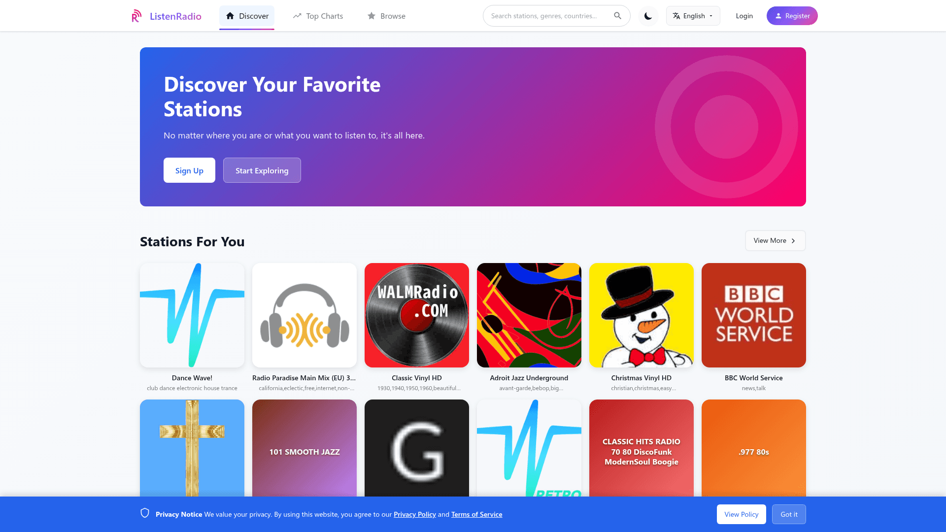 ListenRadio - Global Radio Streaming product preview for startup listing on Aura++