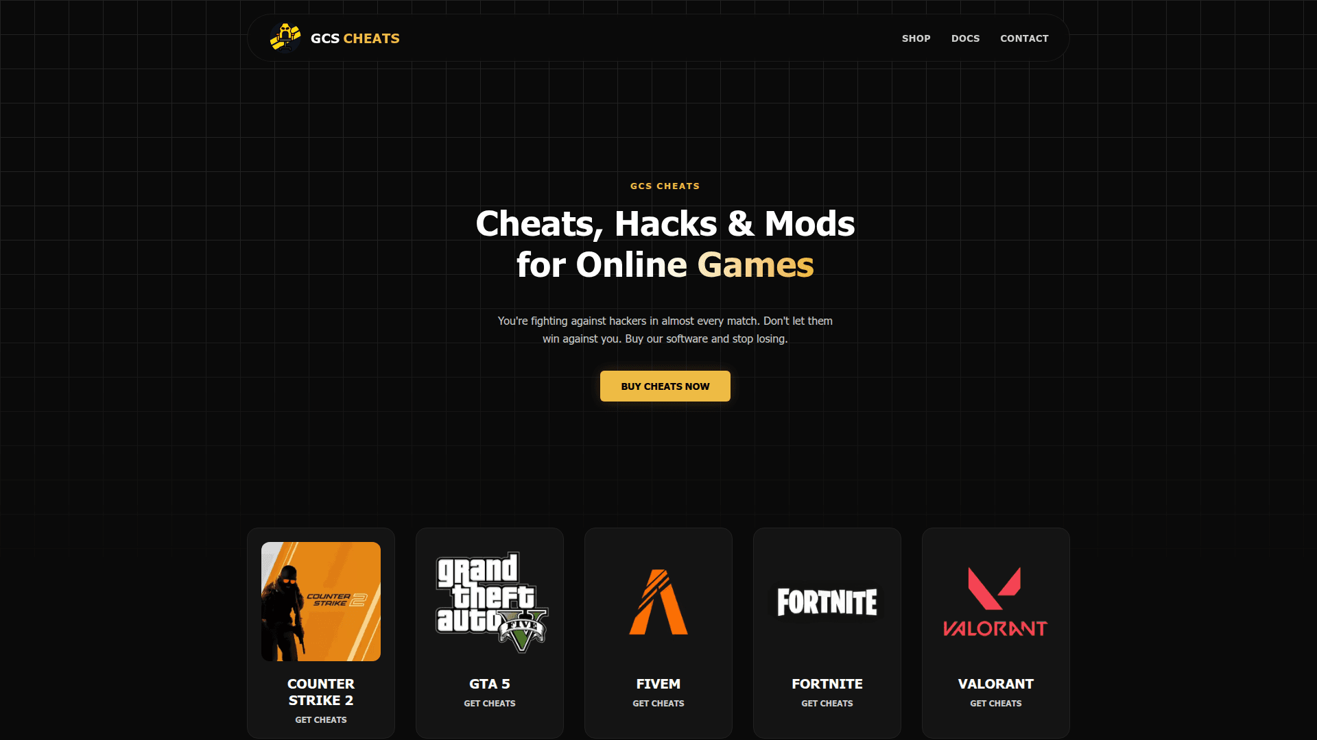 GCS Cheats - Undetected Game Hacks & Mods product preview for startup listing on Aura++