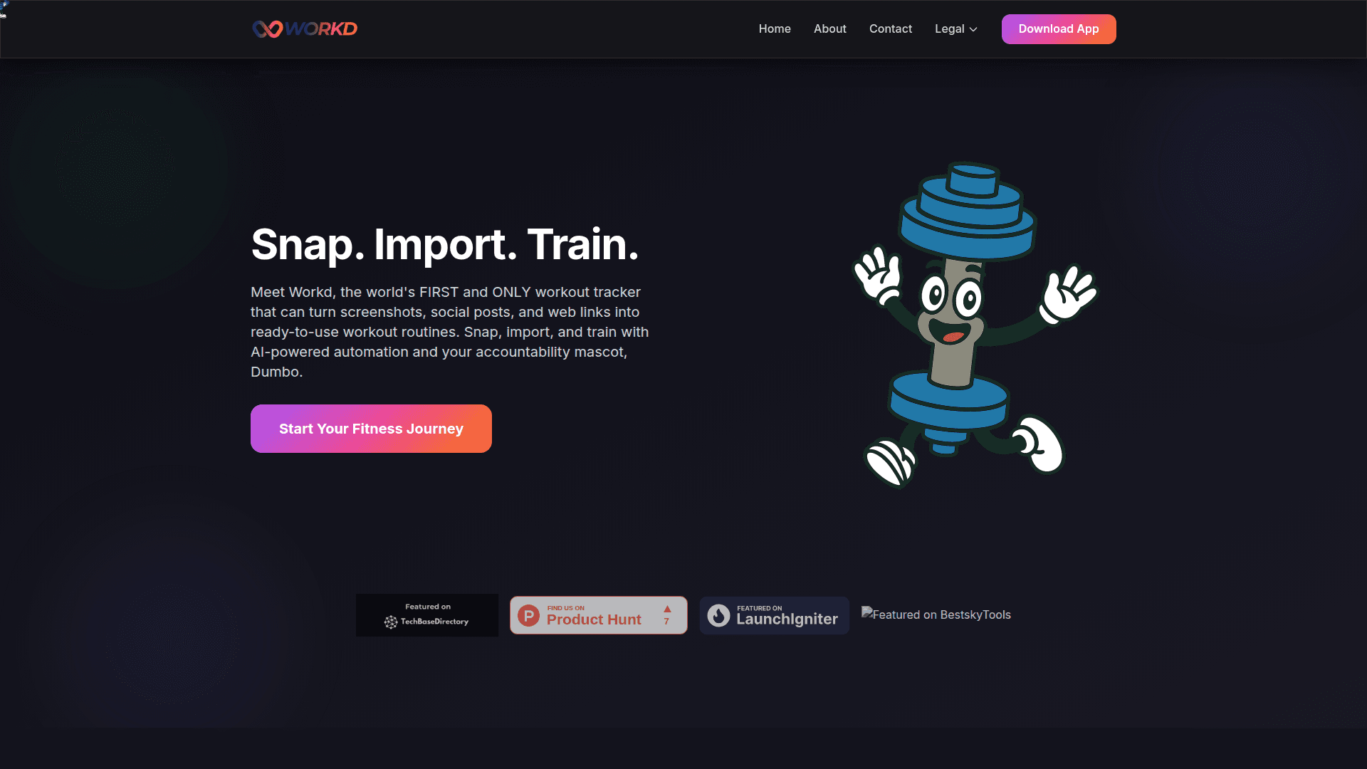 Workd: AI Workout Tracker product preview for startup listing on Aura++