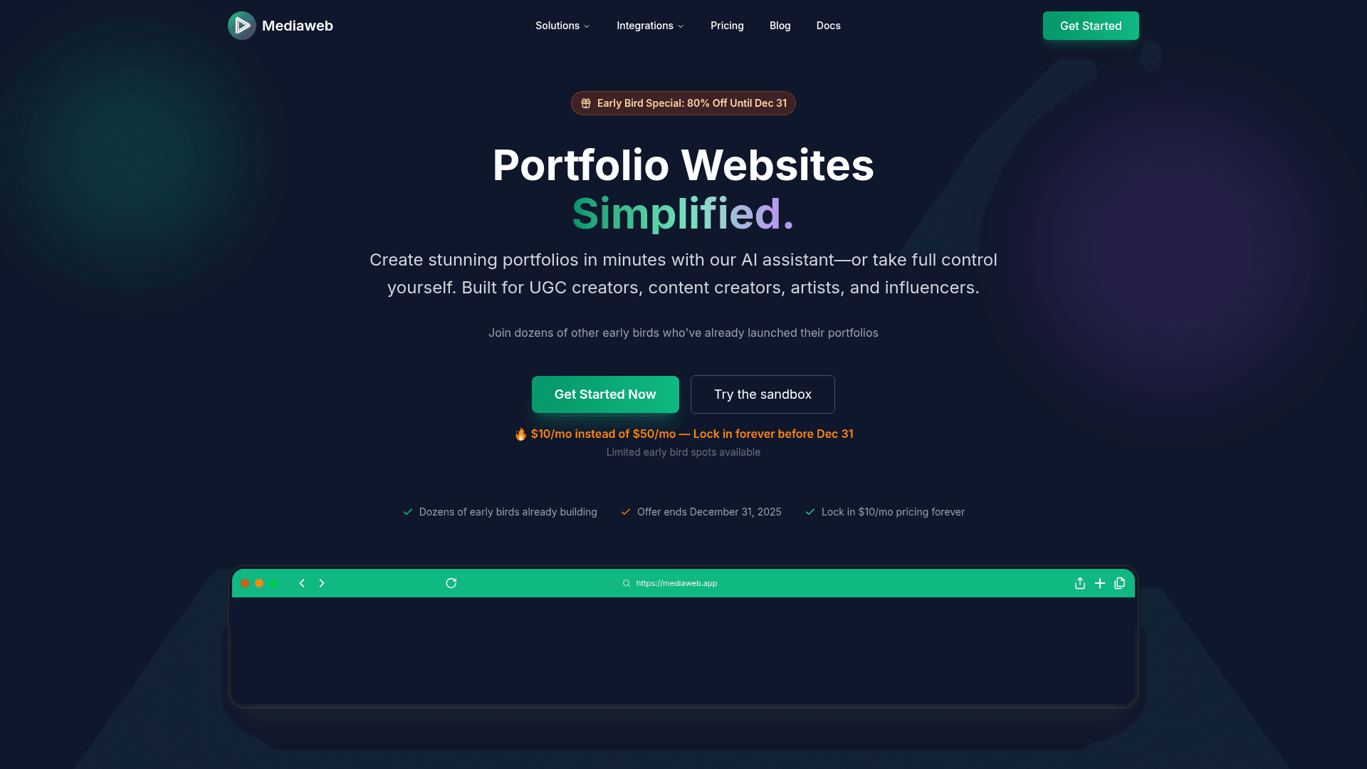 Mediaweb product preview for startup listing on Aura++