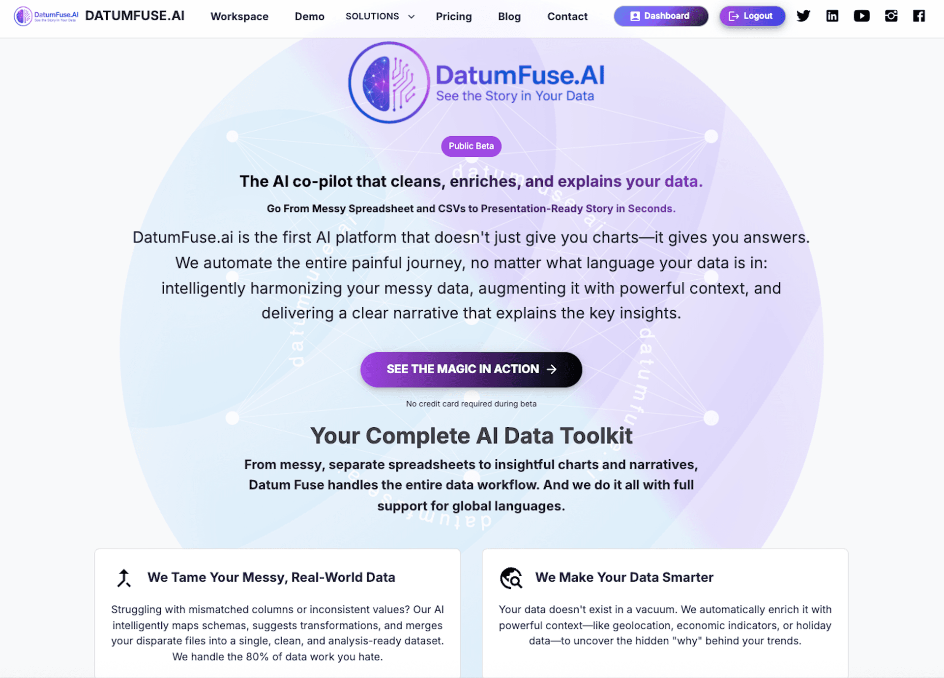 DatumFuse.AI product preview for startup listing on Aura++