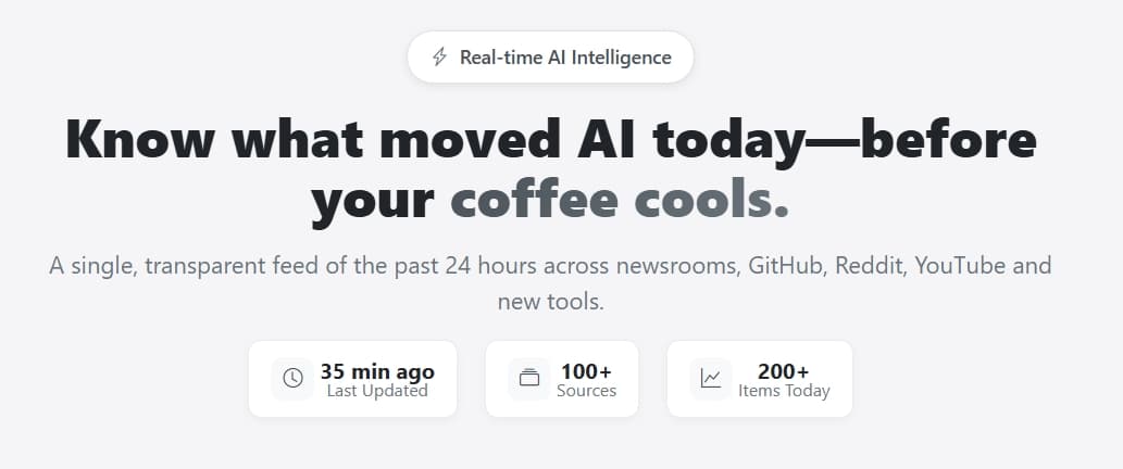 aifeed.fyi product preview for startup listing on Aura++
