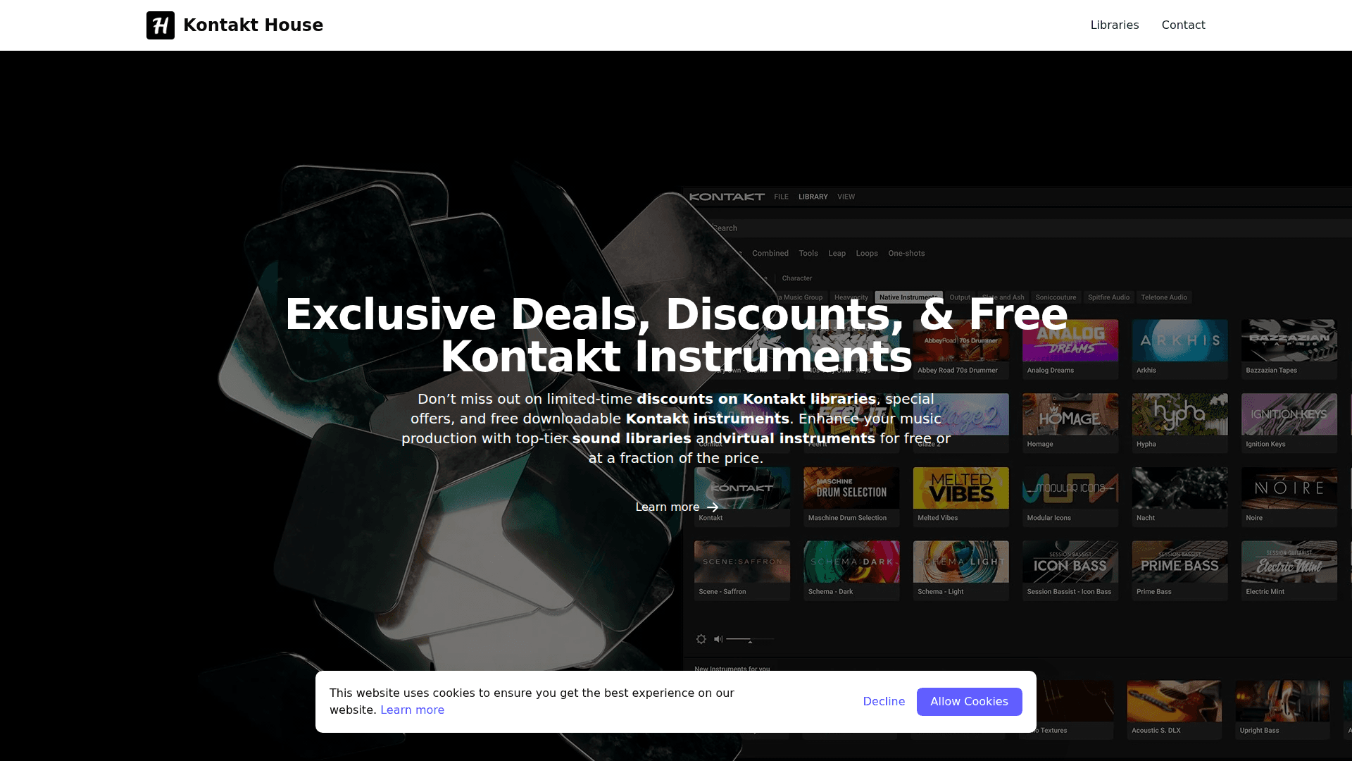 Kontakt Library Deals & Free Instruments product preview for startup listing on Aura++