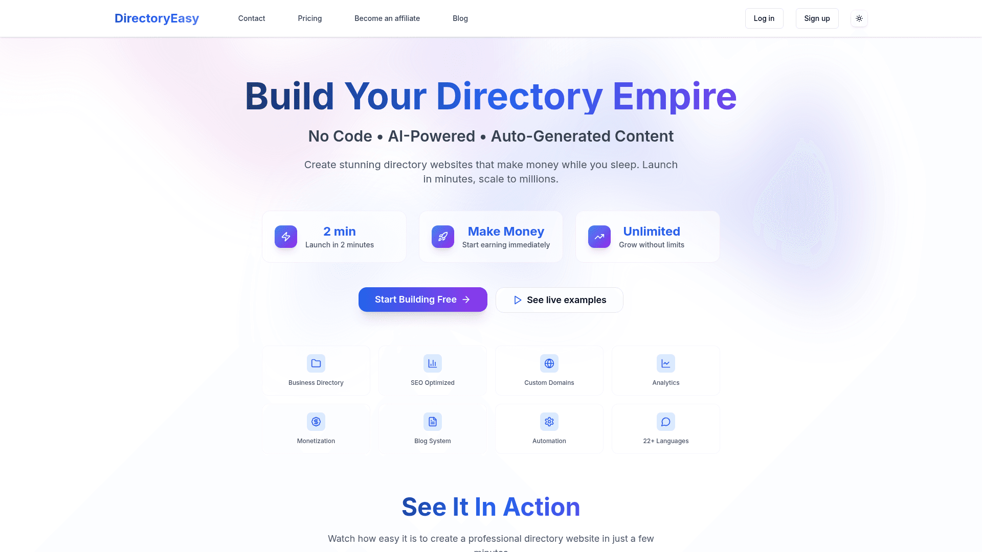 DirectoryEasy product preview for startup listing on Aura++