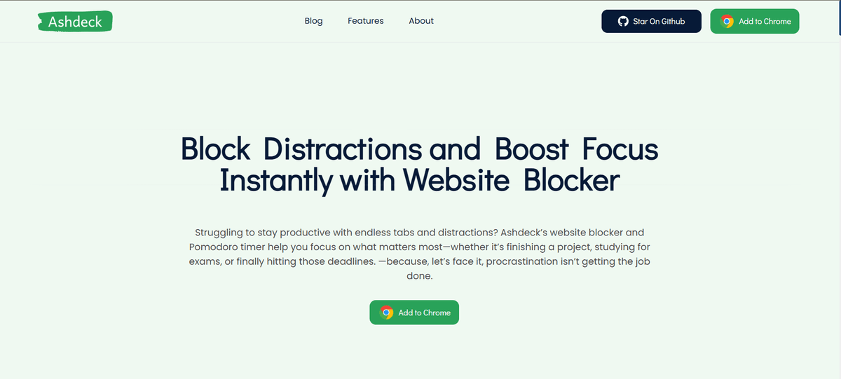Ashdeck - Focus & Goal Tracking Tool product preview for startup listing on Aura++