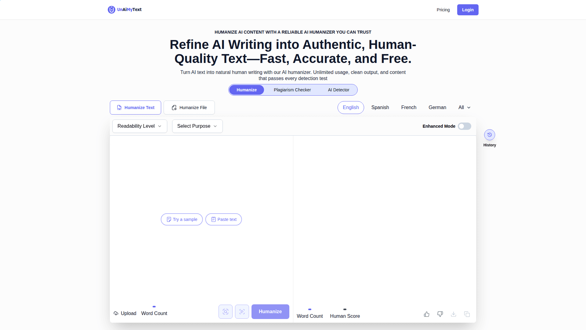 AI Humanizer for Natural Content product preview for startup listing on Aura++