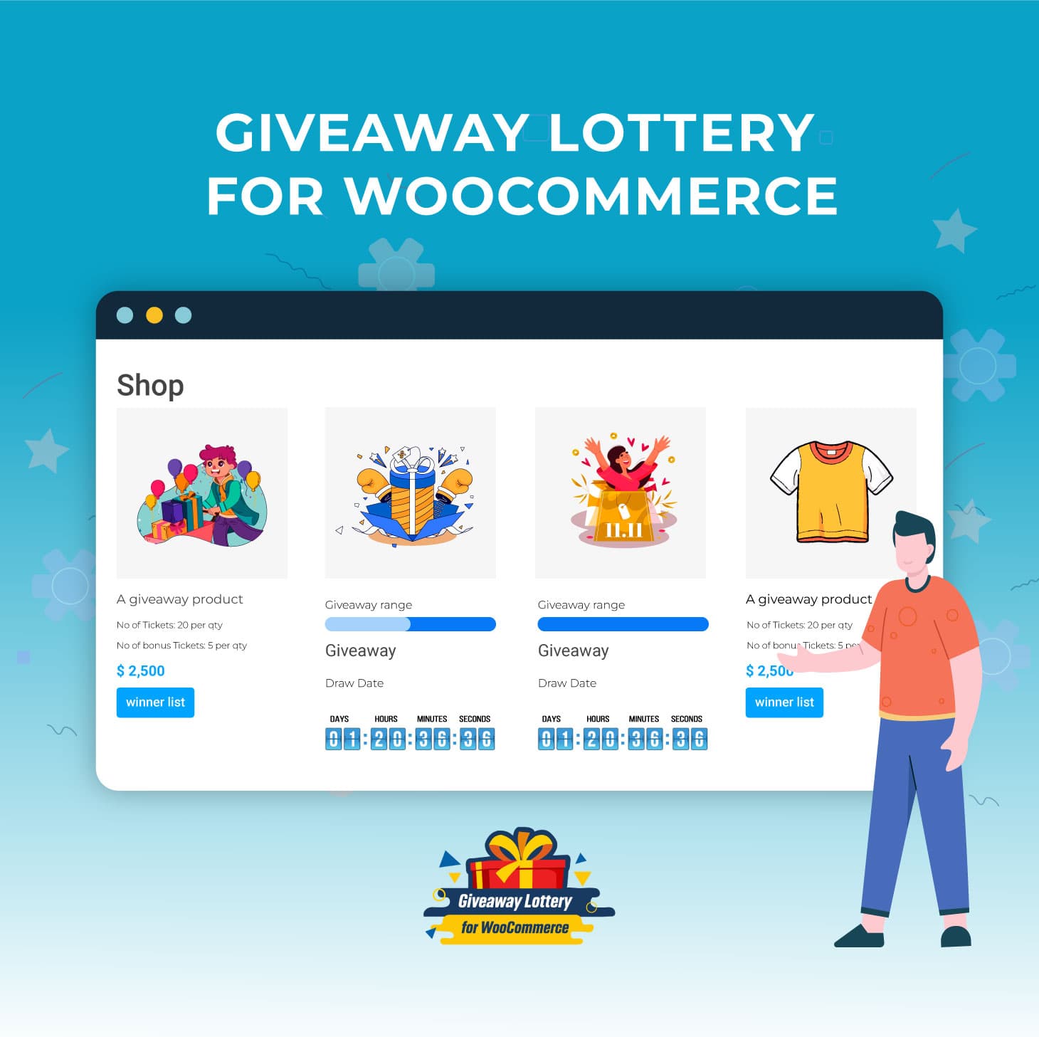  Giveaway Lottery for WooCommerce  product preview for startup listing on Aura++