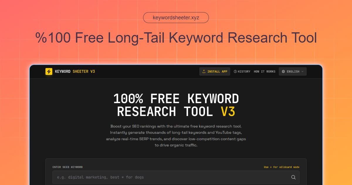 %100 Free Long-Tail Keyword Research & Generator Tool product preview for startup listing on Aura++