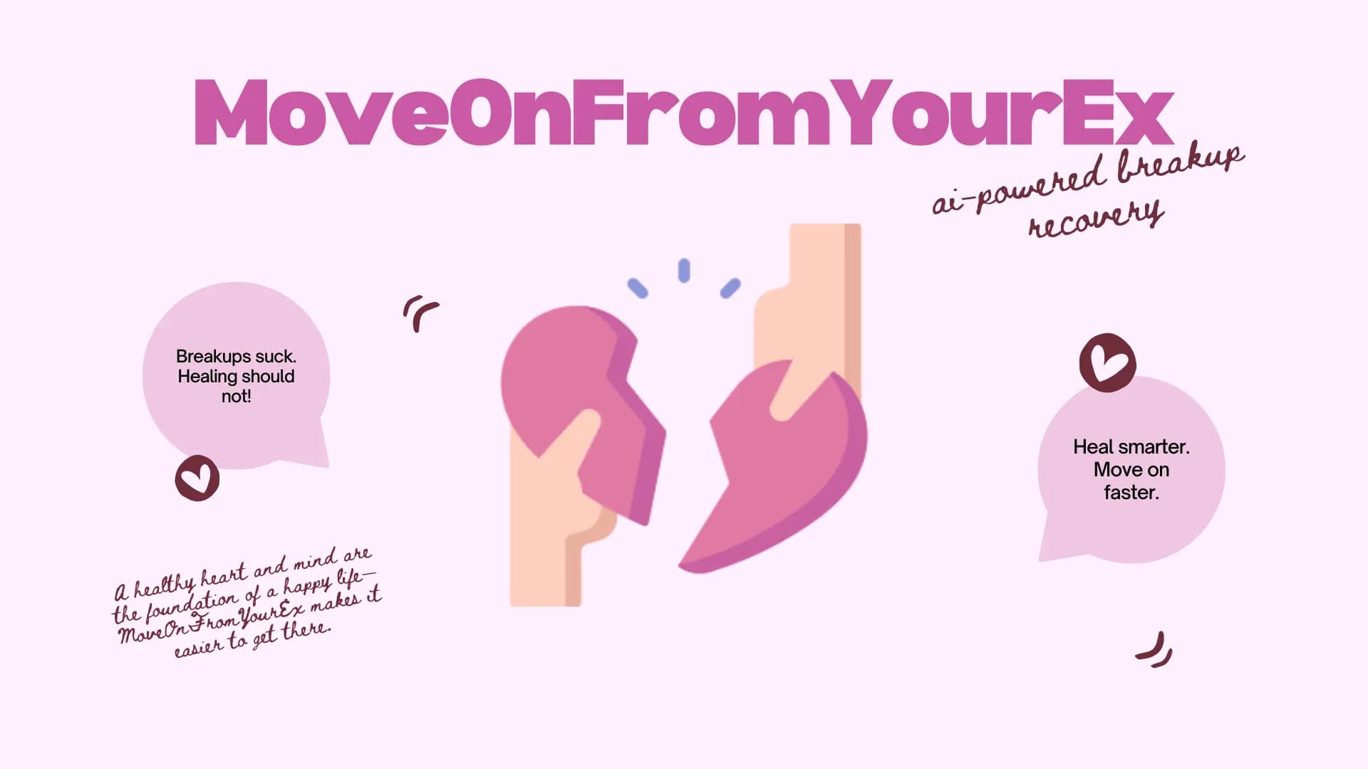 MoveOnFromYourEx - AI Breakup Support product preview for startup listing on Aura++
