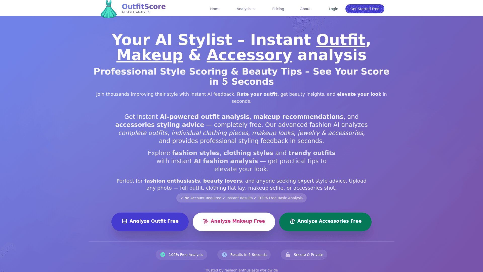 OutfitScore AI Fashion Analyzer product preview for startup listing on Aura++