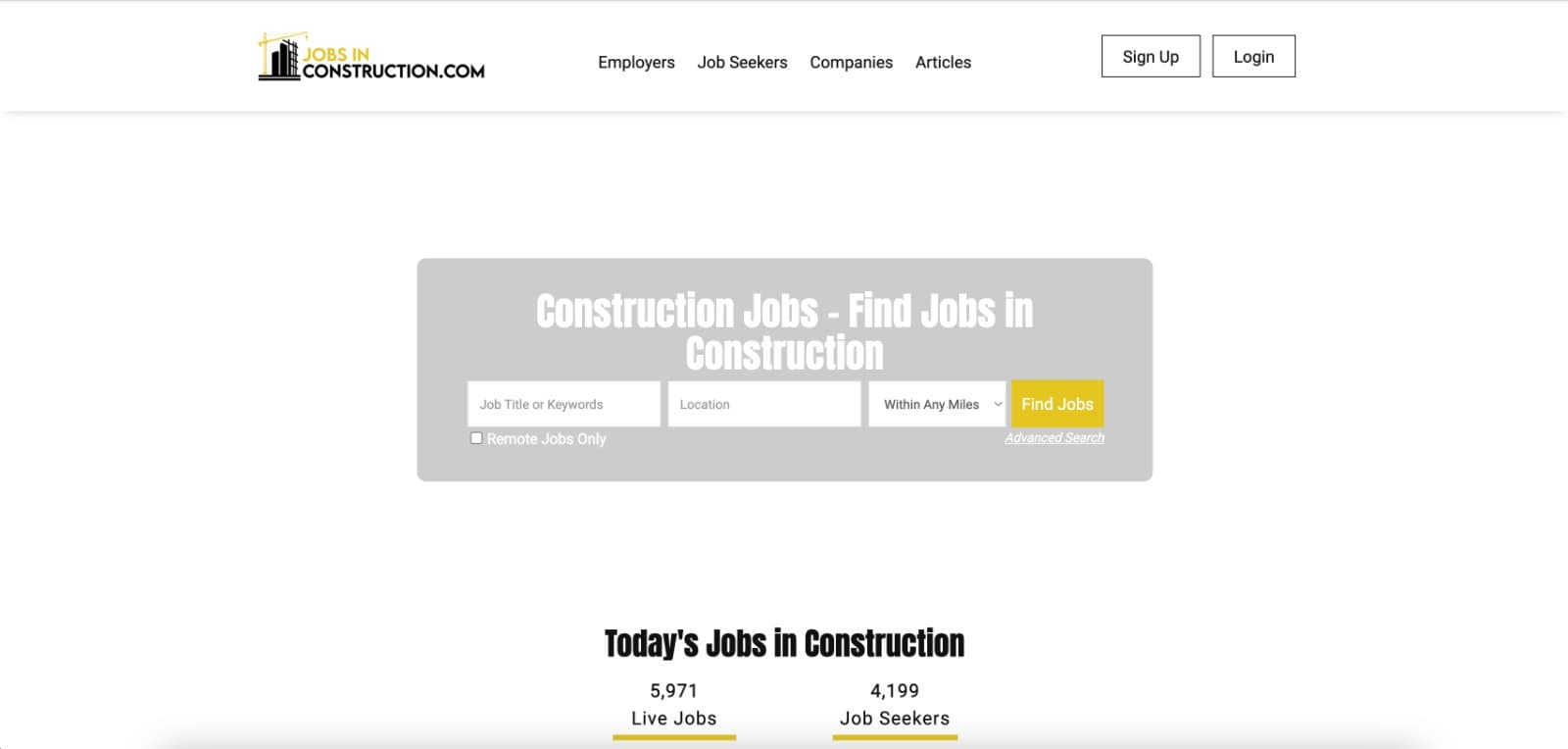 Construction Job Board Platform product preview for startup listing on Aura++