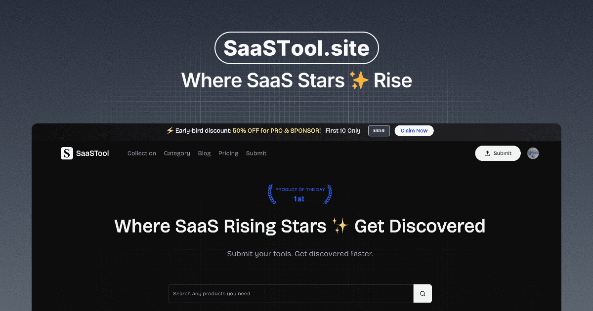 SaaSTool Directory & Launchpad product preview for startup listing on Aura++